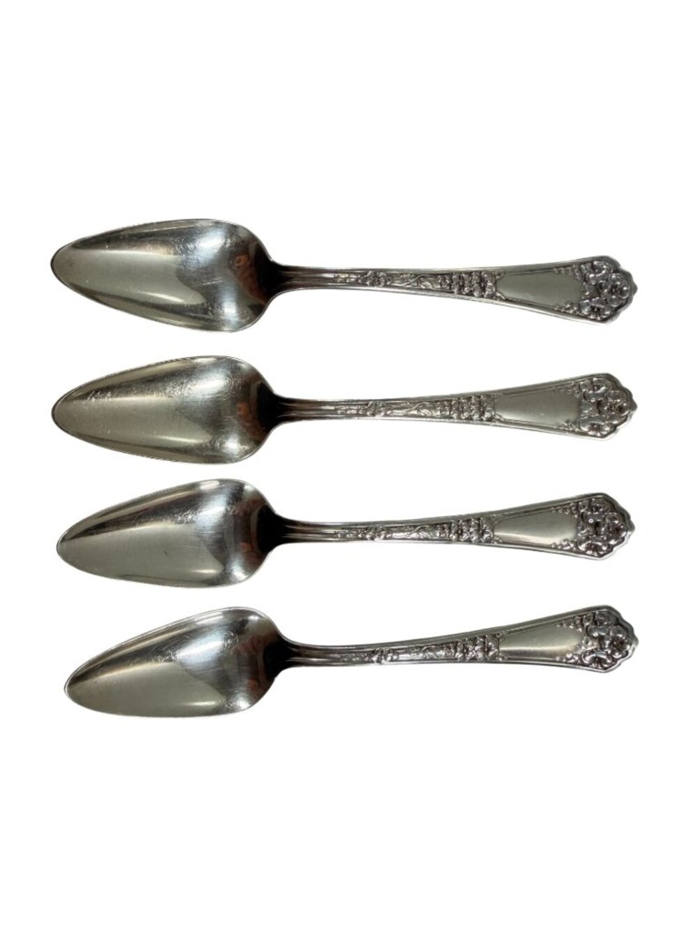 Antique Wm Rogers & Son AA Orange Blossom Grapefruit Spoons Set of 4 c.1910